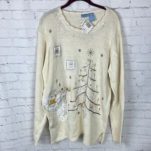 Holiday Editions Tunic Sweater Gold and White NWT Size Large